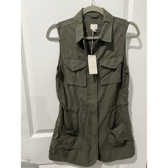 a new day Jackets & Blazers - A‎ New Day Women's Utility Vest Olive Green Size XS Drawstring Waist Pockets